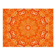 Mandala anaranjada atómica de la acuarela postales