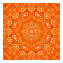 Mandala anaranjada atómica de la acuarela posters