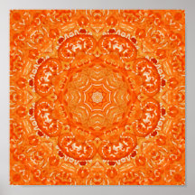 Mandala anaranjada atómica de la acuarela poster