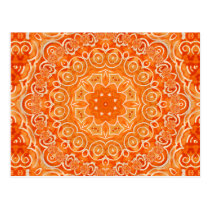Mandala anaranjada de la acuarela del batik tarjetas postales