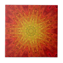 Mandala anaranjada y amarilla de Sun/de la estrell Azulejos Cerámicos