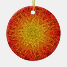 Mandala anaranjada y amarilla de Sun/de la estrell Adorno De Reyes