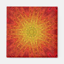 Mandala anaranjada y amarilla de Sun/de la estrell Imán De Nevera