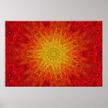 Mandala anaranjada y amarilla de Sun/de la estrell Poster