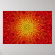 Mandala anaranjada y amarilla de Sun/de la estrell Poster