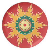Mandala artística en rojo platos