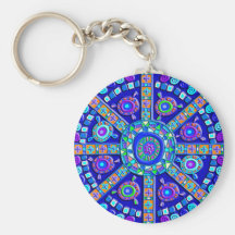 Mandala azul adornada llaveros personalizados