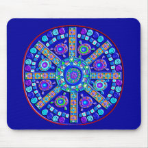 Mandala azul adornada tapete de raton