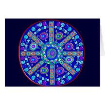 Mandala azul adornada tarjetón
