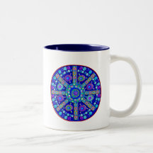 Mandala azul adornada taza
