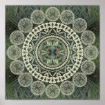 Mandala de la yuca en modelo verde de la fronda posters