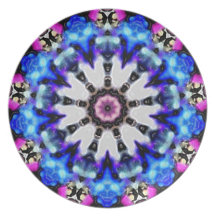 Mandala de punta rosada azul del caleidoscopio de  plato de comida