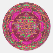 Mandala de Sri Lakshmi Yantra Etiqueta Redonda