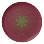 Mandala del navidad en rojo y verde plato