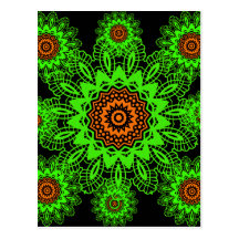 Mandala negra anaranjada Snowfla del tapetito del  Tarjetas Postales