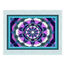 Mandala púrpura en postal del modo de la aguamarin