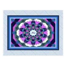 Mandala rosada de Hola del español en postal azul 