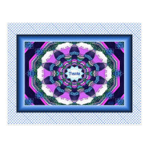 Mandala rosada de las gracias en postal azul del m