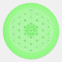 Mandala sagrada psicodélica verde clara de la geom pegatina redonda