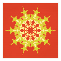 Mandala verde en el naranja invitaciones