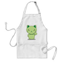Maneki Neko - gato afortunado verde Delantal