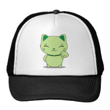 Maneki Neko - gato afortunado verde Gorro