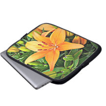 Manga anaranjada del ordenador portátil de la flor funda portátil