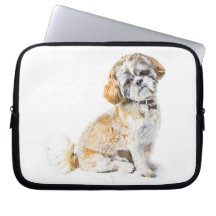 Manga del ordenador portátil del perro de Shih Tzu Fundas Portátiles
