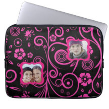 Manga floral rosada condimentada fundas computadoras