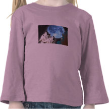 Manga larga del niño de los lobos de la luna azul camiseta