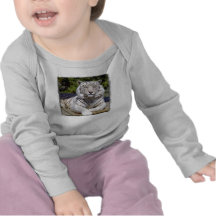 Manga larga infantil del tigre 9 blancos camiseta
