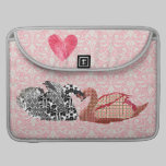 Manga rosada de Mac Book del corazón de los cisnes fundas macbook