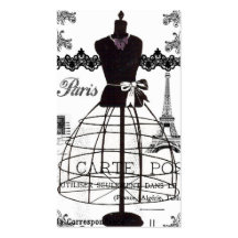 Maniquí blanco negro de la moda de París Tarjetas De Visita