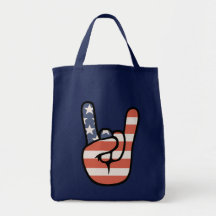 Mano de la roca del patriota bolsas de mano