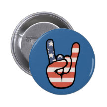 Mano de la roca del patriota pins