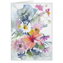 Manojo de flores en acuarela tarjeta