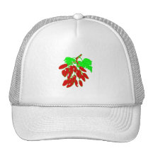 Manojo de pimientas rojas gorros bordados