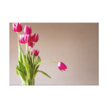 Manojo de tulipanes rojos en lona beige impresiones de lienzo