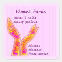 manos de la flor pegatina cuadradas personalizada