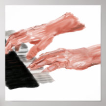 Manos del teclado de piano que juegan diseño de la posters