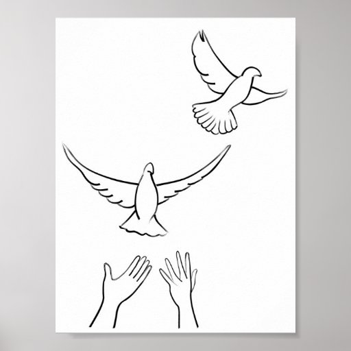 Manos que lanzan palomas posters