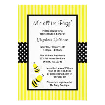 Manosee las invitaciones rayadas abeja de la fiest comunicados personales 