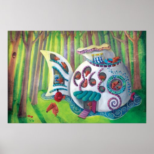 Mansión mágica de los pescados en el bosque posters