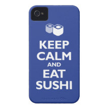 Mantenga tranquilo y coma el sushi (el azul reflej iPhone 4 cárcasa