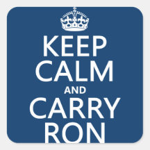 Mantenga tranquilo y lleve a Ron (modifique los co Pegatina Cuadradas Personalizada