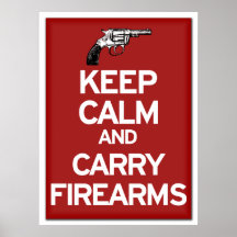 Mantenga tranquilo y lleve el poster de las armas 