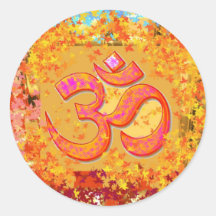 Mantra de NOVINO OM - esmero de Naveen Joshi Etiqueta Redonda