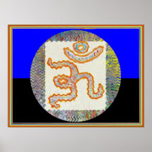 Mantra de OM: Onda de oro redonda Posters