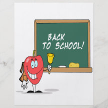 manzana linda con de nuevo al dibujo animado de la tarjetones