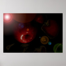 Manzanas y orbes posters